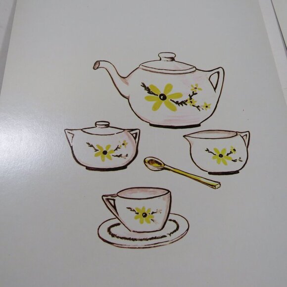 Peabody 60s Doll, Dollhouse, Pram, Children's Tea Set (4) cards Vintage Artwork - Picture 5 of 6